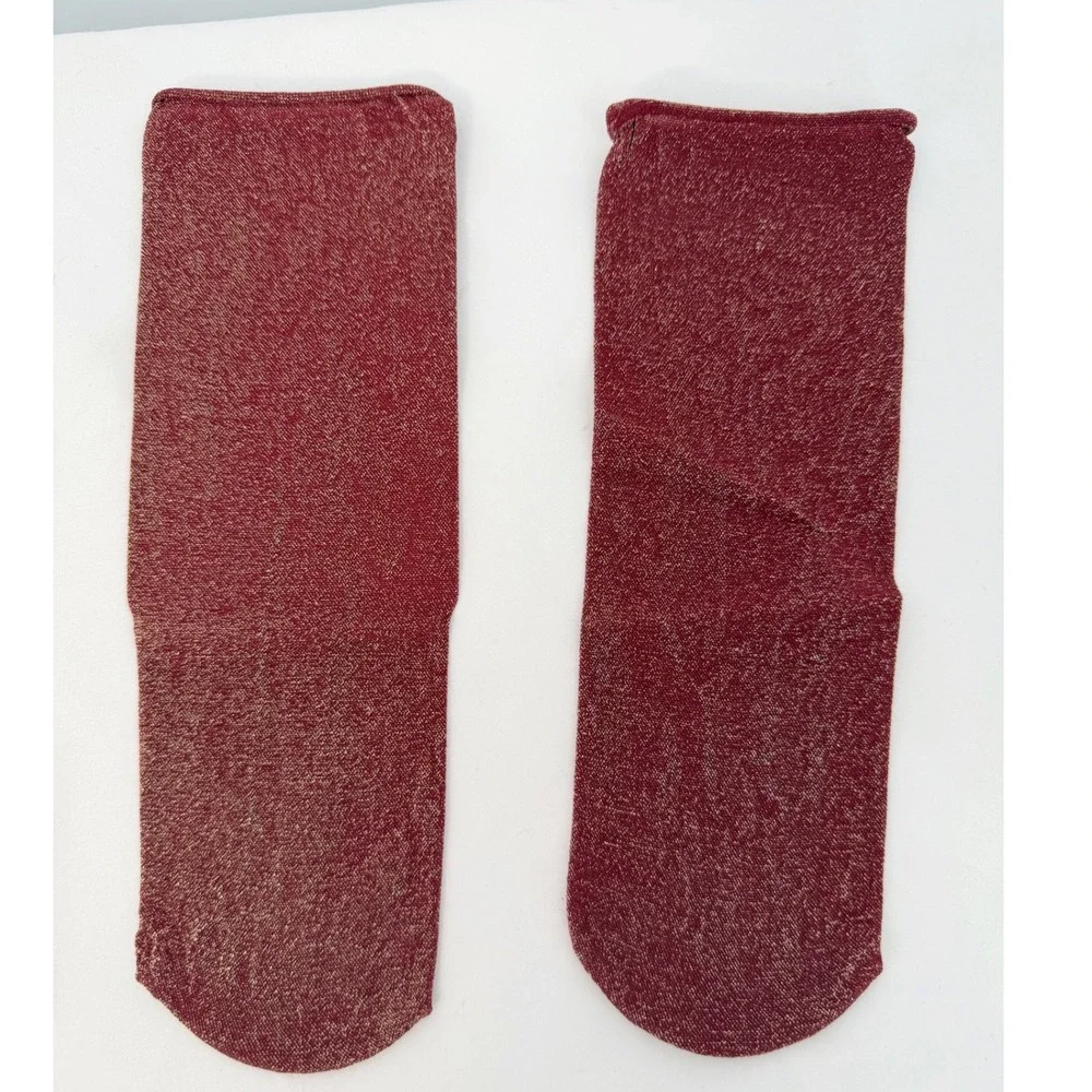 Burgundy‎ Red Metallic Gold Shimmer Sparkle Ankle Socks Calf OS Glam Chic 104-09